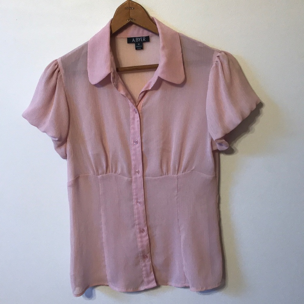 Women’s shear short sleeve blouse